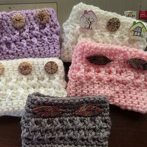 TWO Hand Crafted Crochet Cup/Mug or Tumbler Cozy's